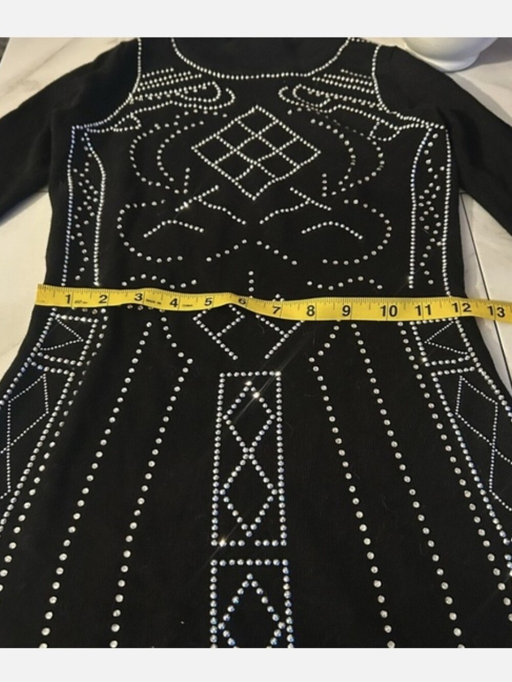 Black Studded Long-Sleeve Bodycon Dress - Picture 8 of 10